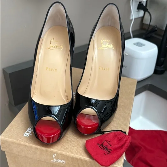 Christian Louboutin Black and Red Stiletto Heels - Picture 2 of 8